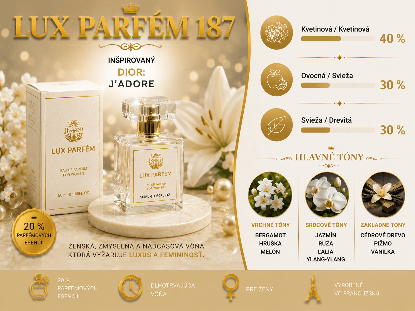 Lux Parfém 187 – Inšpirovaný Dior: Jadore